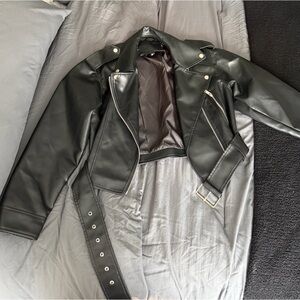 Faux leather moto jacket